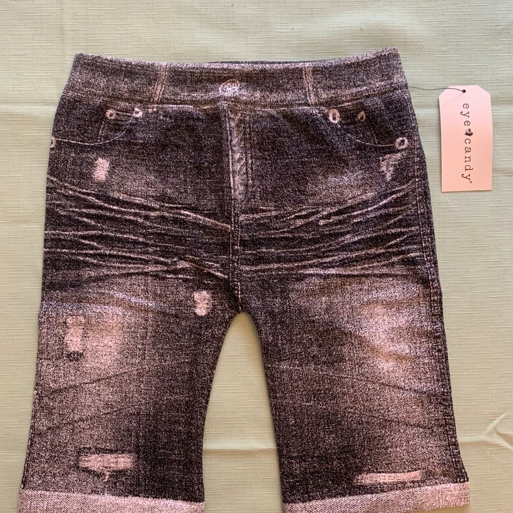 Eye Candy Stretchy Denim Look Shorts Grey Women's S/M New with Tags Spandex Poly